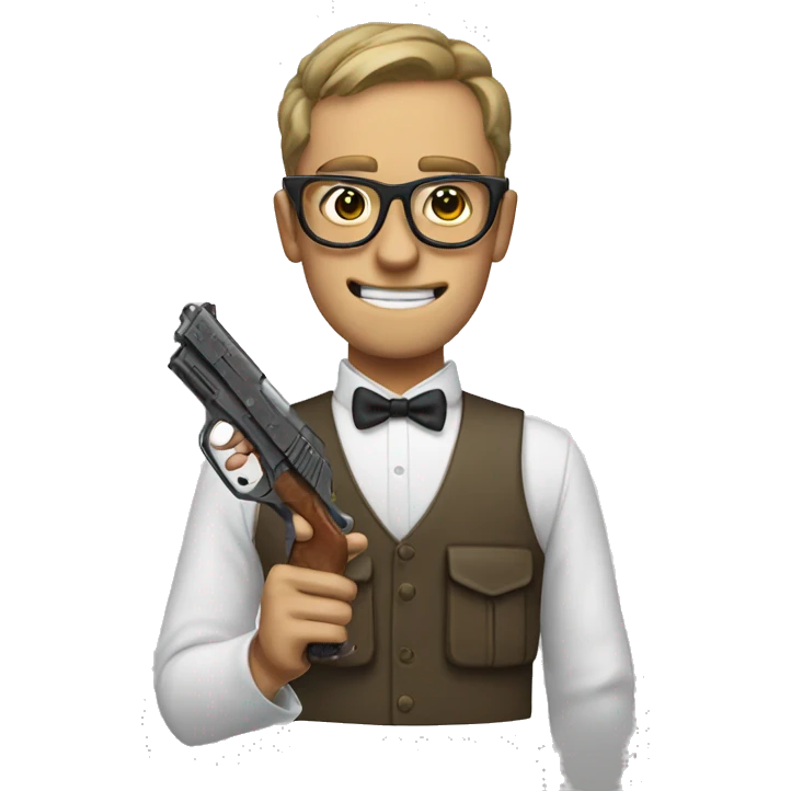 gun with nerd glasses and buckteeth emoji