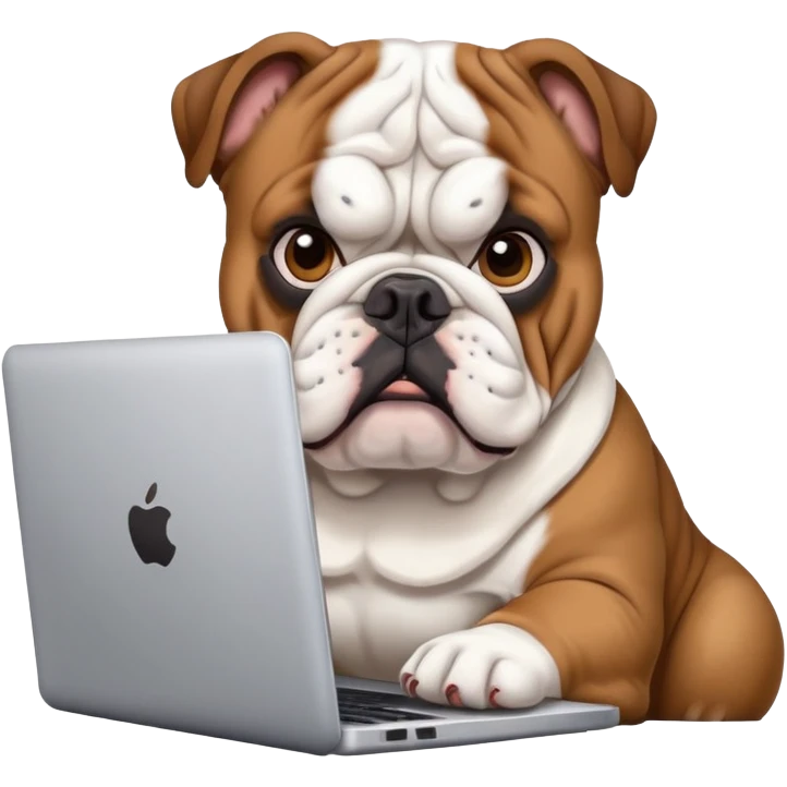 English bulldog with a laptop emoji
