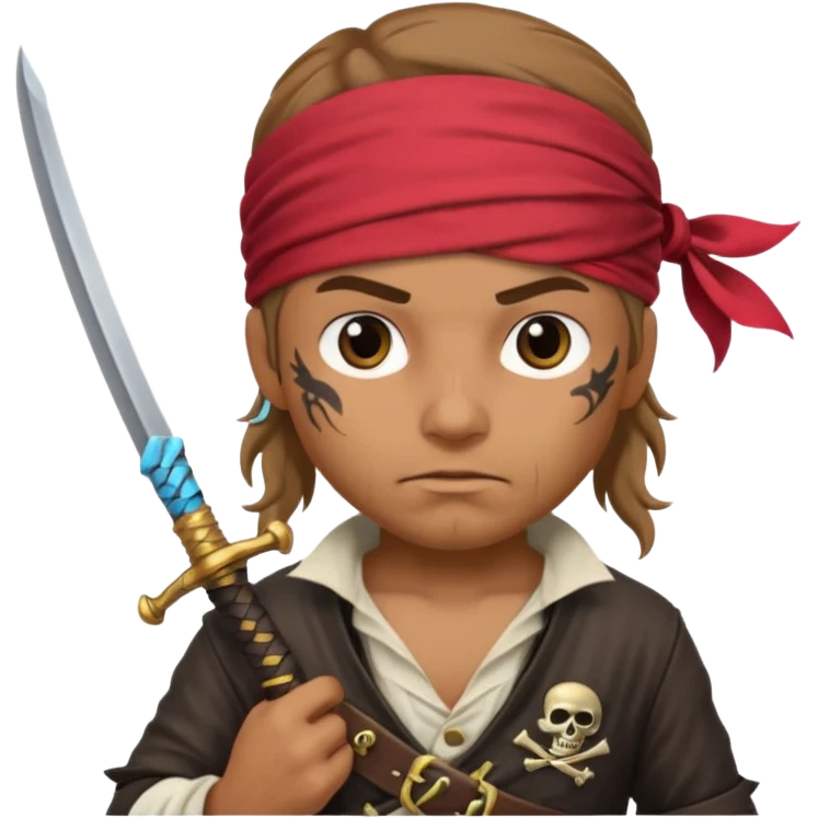 Pirate with two swords in two hands emoji
