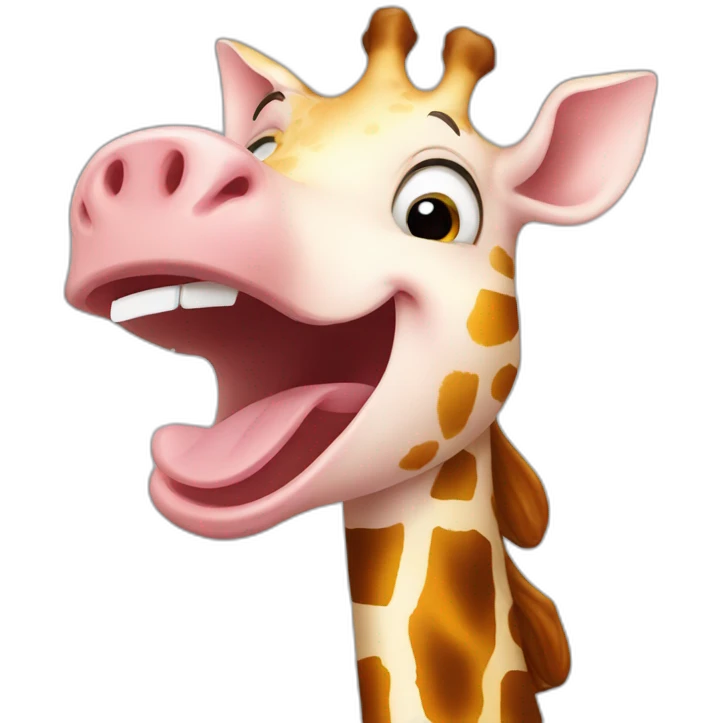Laughing giraffe pig emoji