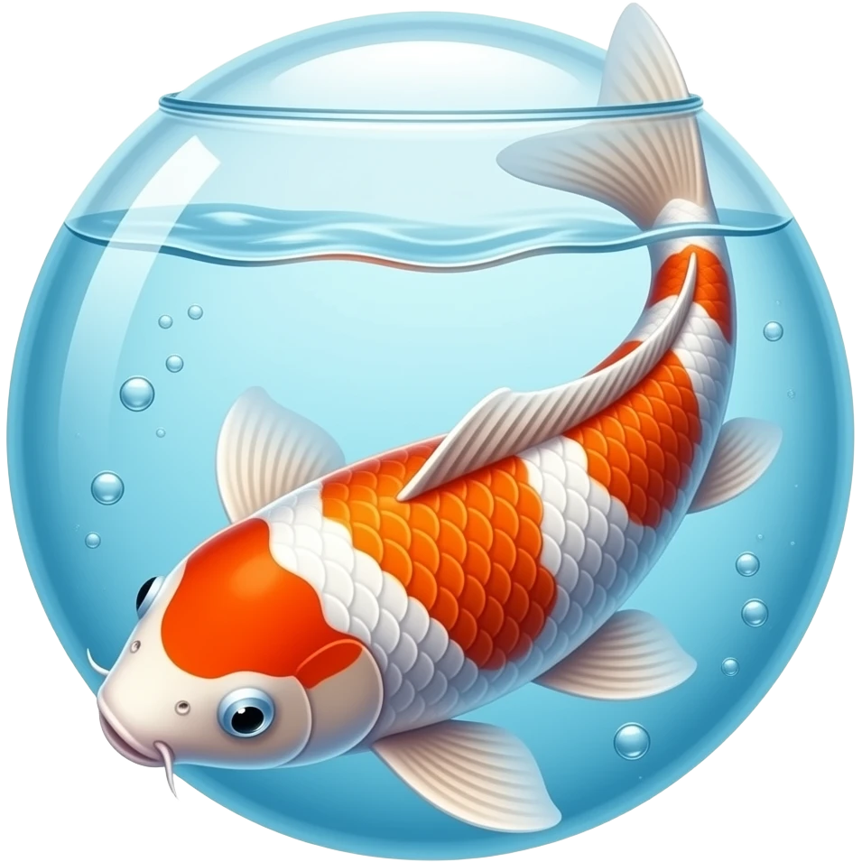 A colorful koi fish that is curved upward, swimming emoji
