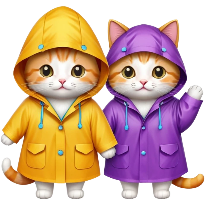 Cute cats with raincoats emoji