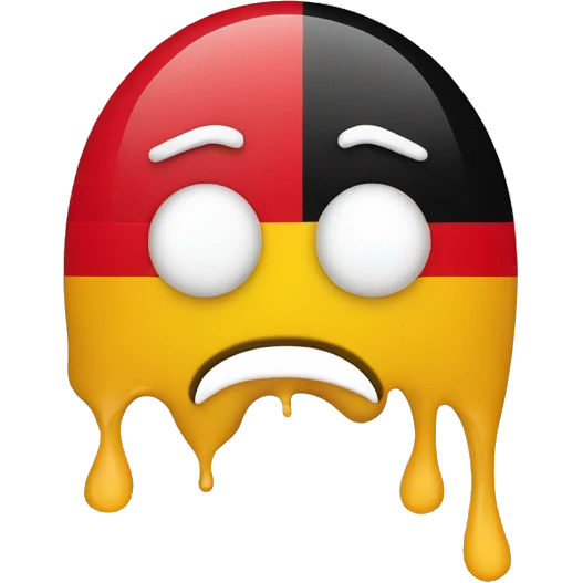 melting face emoji overlaid with german flag colors emoji