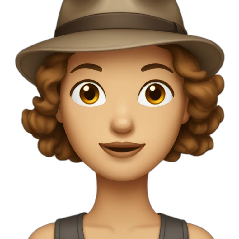 woman with brown hair in fedora emoji