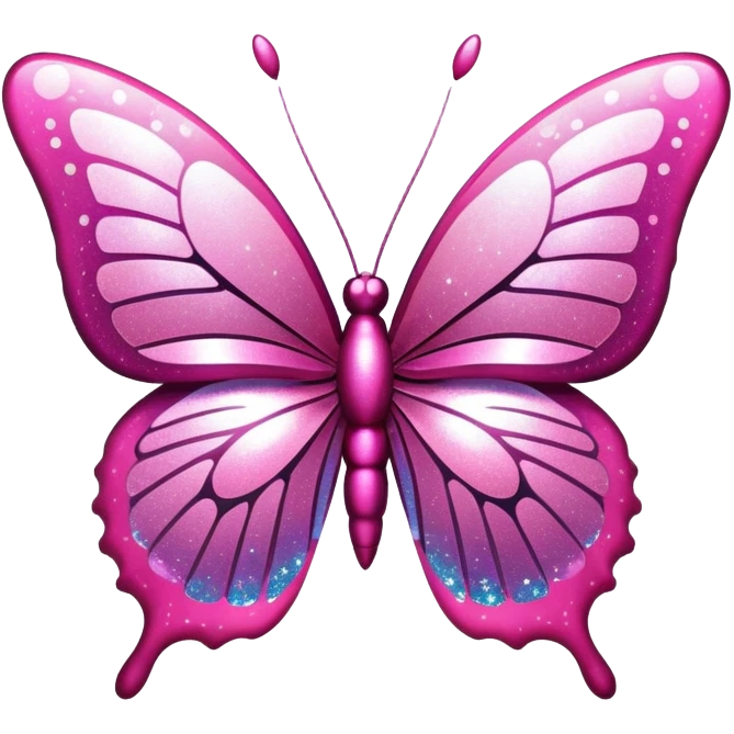 Pink Y2K butterfly with metallic sheen and digital glitter effects emoji