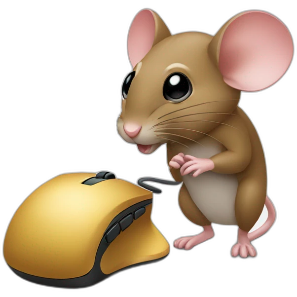 a lian takes a photo of a mouse emoji