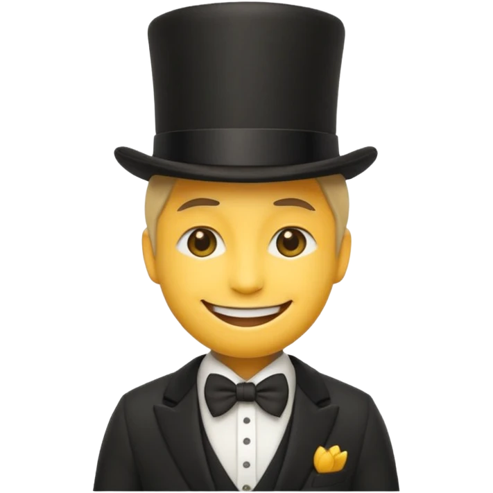 A Emoji wearing a top hat and a suit emoji