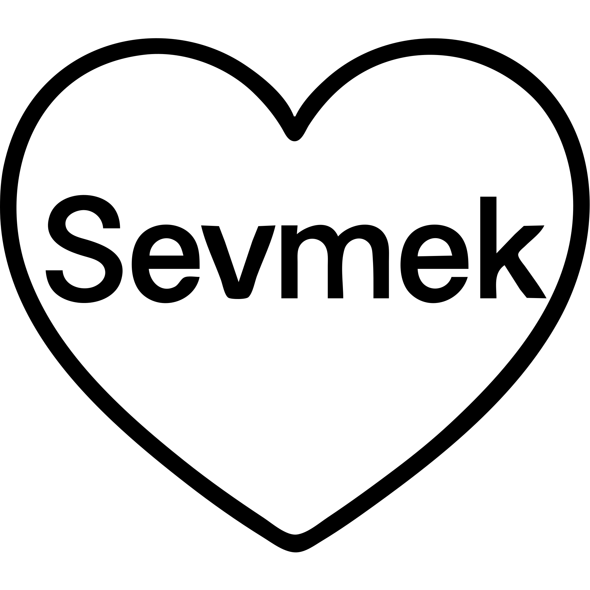 A simple outlined icon with the word "Sevmek" integrated into a heart or love design emoji