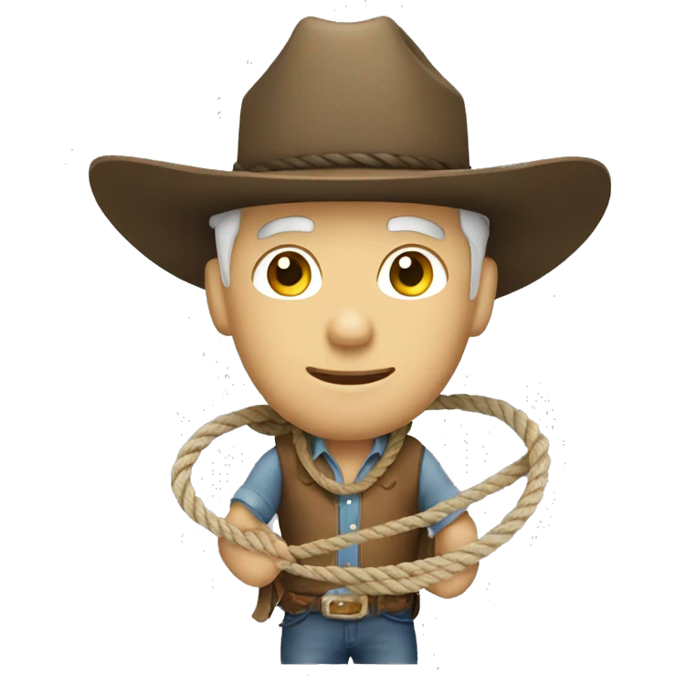 white man in cowboy hat holding a rope emoji