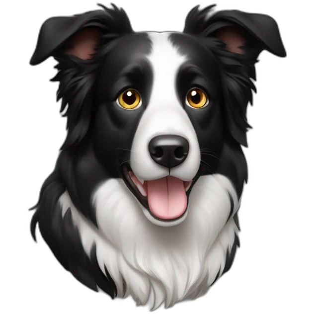 100% black border collie dog with kind eyes and gentle face emoji