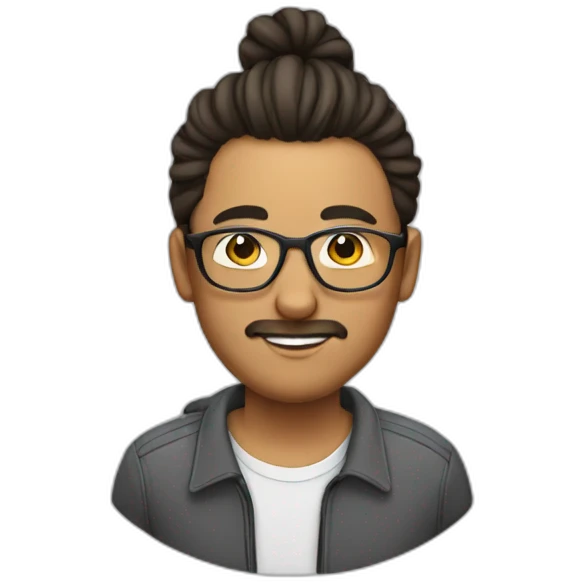 a person with man bun and glasses emoji