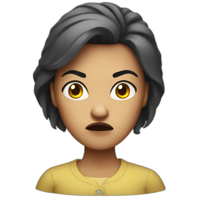 An angry woman with a raised eyebrow   emoji