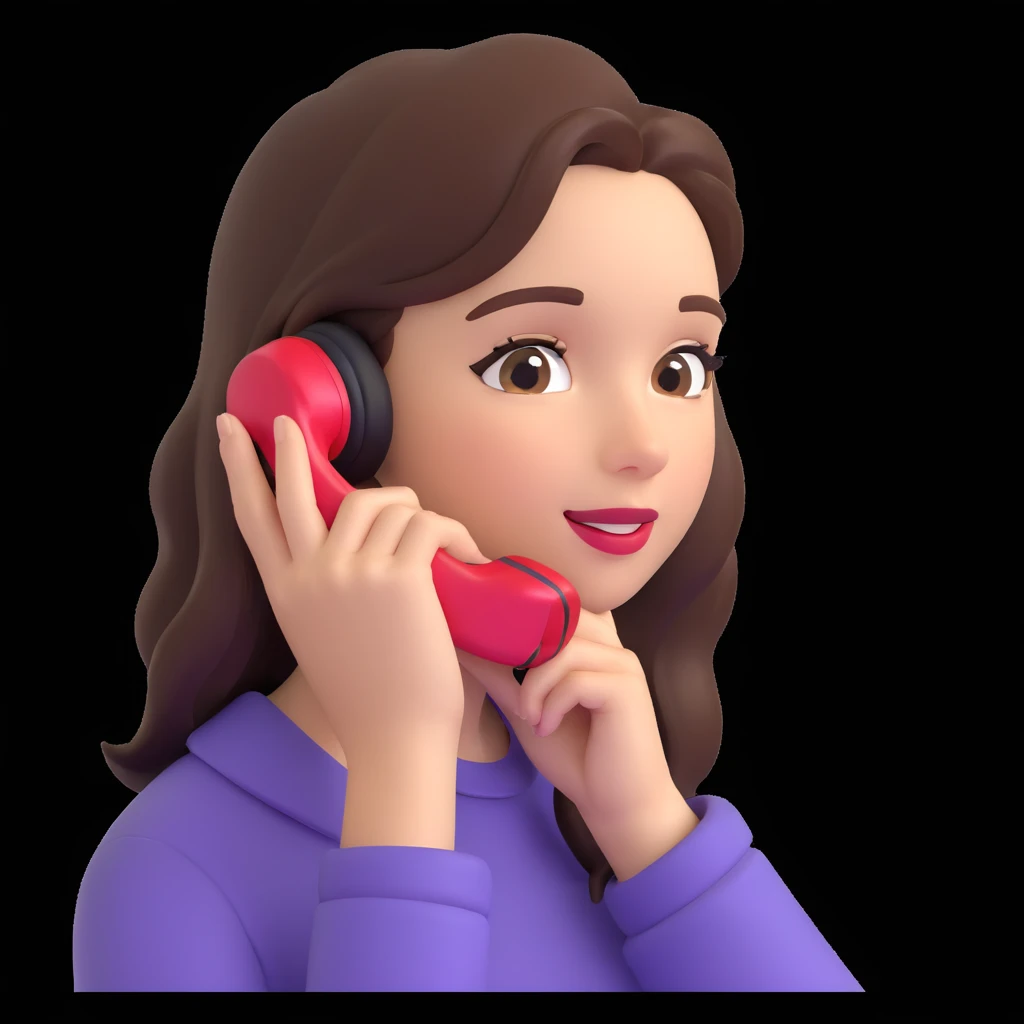 girl talking on phone, close up pose emoji