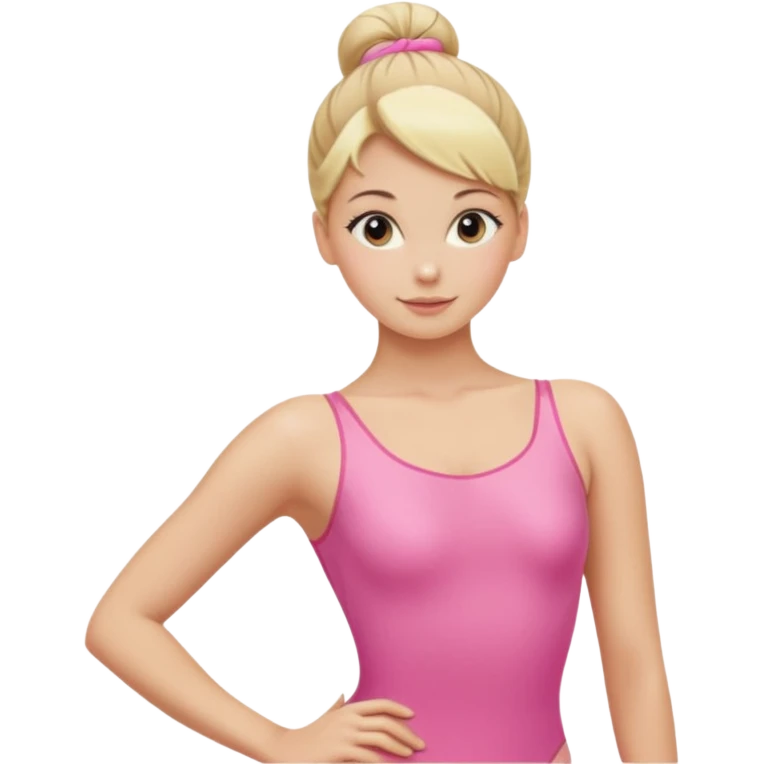 Blonde Women with Bun, Ballet Dancer – sleek blonde bun, pink leotard, graceful posture. emoji