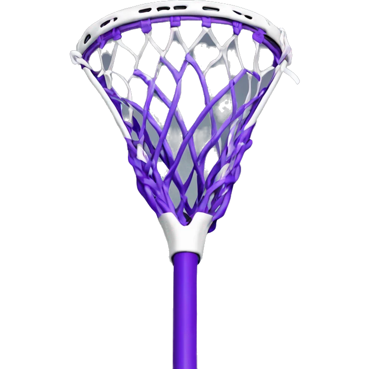a black lacrosse net, with purple handle emoji