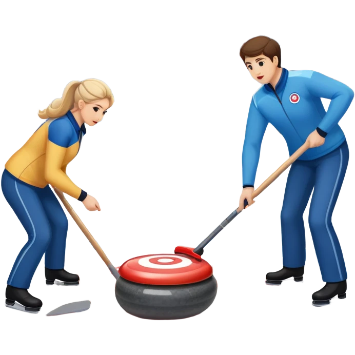 An icon showing a curling stone sliding across an icy rink toward the target, with sweeping players in action. The scene includes spectators, bright arena lights, and national flags, set against a clean, winter-themed background. Transparent background captures the focus and strategy of curling. emoji