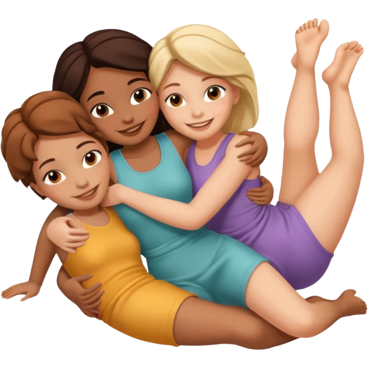 two women lying down full body on top of each other wrapped around each other  emoji