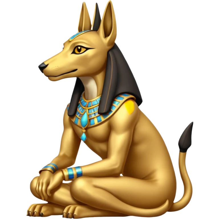 Ancient style lavishly adorned anubis staged formally sitting posed emoji