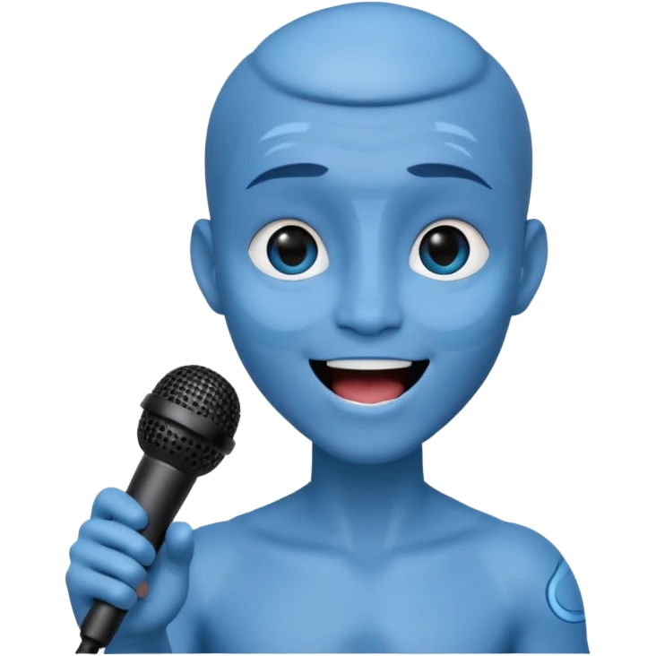 Avatar singing blue character with mic  emoji
