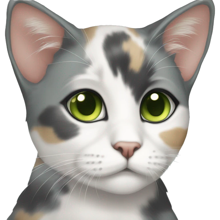 Dilute calico green eyes sitting emoji