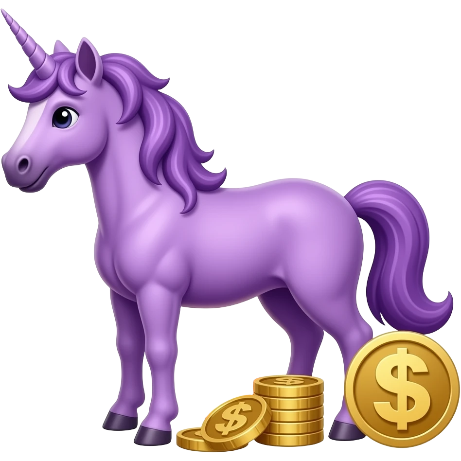 Unicorn fire money purple emoji