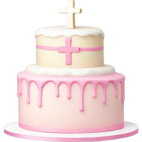 Light Pink and white cake with cross decoration emoji