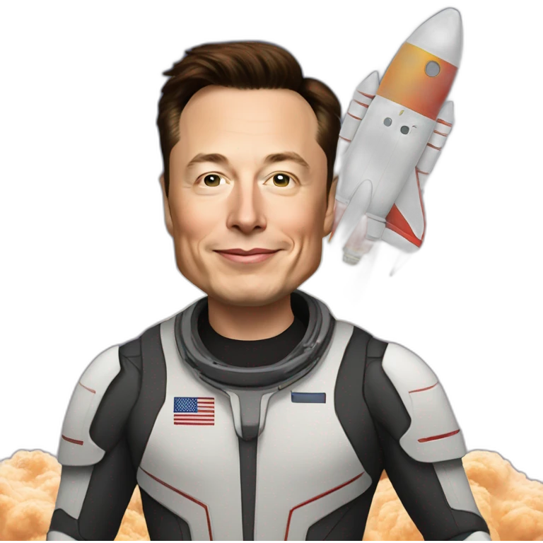 elon musk on a rocket emoji