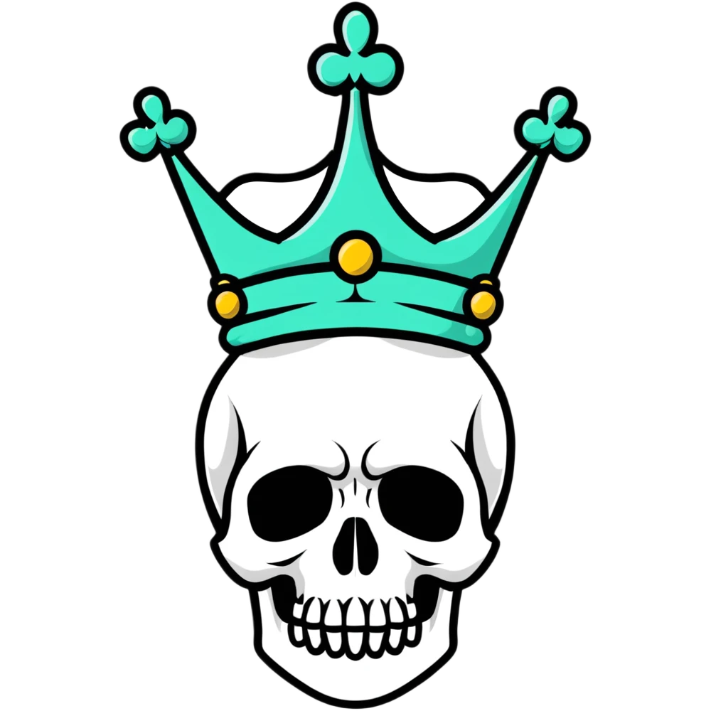 red and black skull with crown emoji