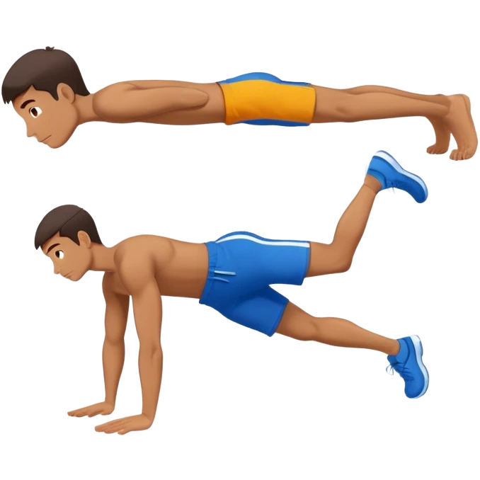 man with blue shorts plank exercise emoji