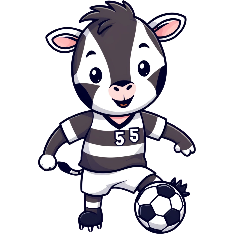 Zebra playing soccer number 5 emoji