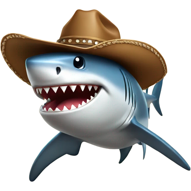 Shark wearing cowboy hat emoji