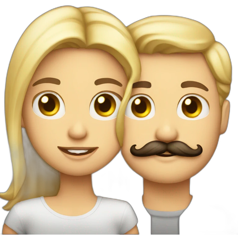 Chico con bigote besando a chica rubia emoji