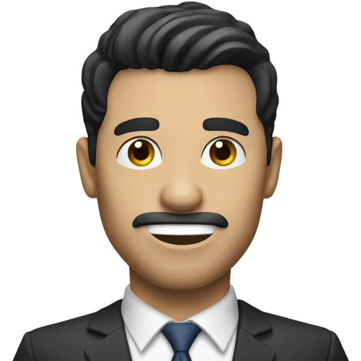 dark hair man news reporter with microphone emoji