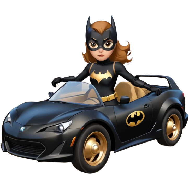 Relaxed adult 60’s Batgirl’s crime fighting themed Satin black and rose gold painted Scion FR-S pursuit vehicle hot rod off road capable  emoji