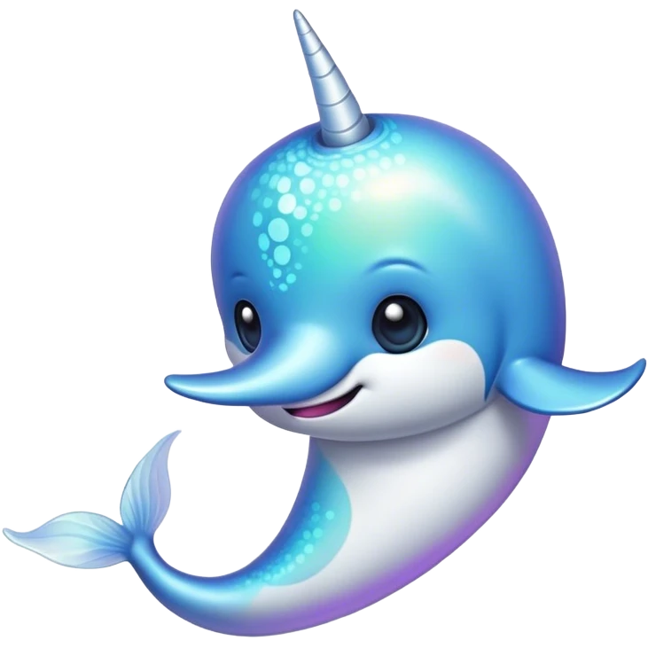 Cinematic Noble Narwhal Portrait Emoji, Poised and regal, with a sleek, iridescent body and a distinctive spiraled tusk, deep-set soulful eyes reminiscent of the ocean depths, Simplified yet sharp and sophisticated features, highly detailed, glowing with a soft, mystical glow, high shine, intelligent and enigmatic, stylized with an air of mythical allure, focused and graceful, soft glowing outline, capturing the essence of a watchful and confident sea unicorn that feels as though it could step out of the screen with effortless authority! emoji