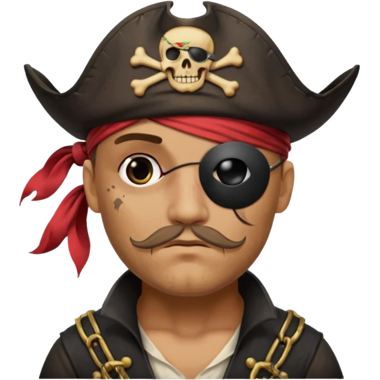 pirate with black eyepatch covering one eye and with only one eye emoji