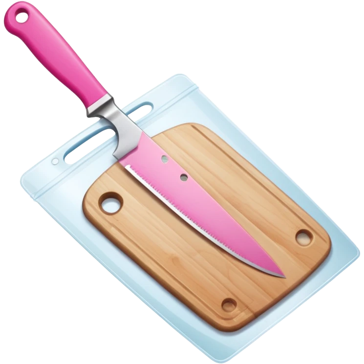 a cutting board with pink knife in bag emoji