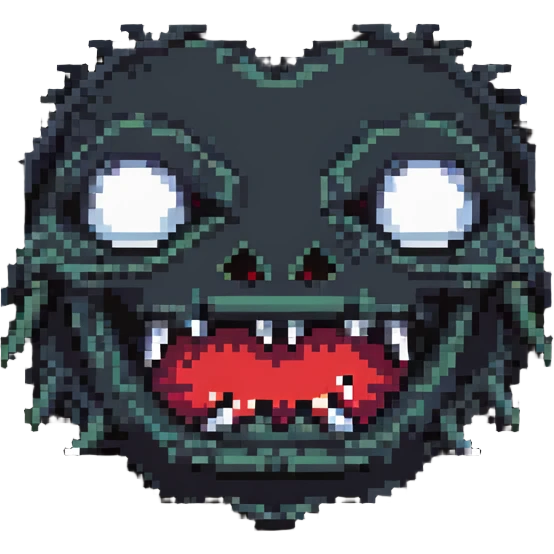 horror sackface with jagged stitched mouth and one eye emoji