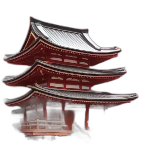 A Japanese temple made out of clouds surrounded by cherry blossom trees with the ground made out of wooden planks, digital art emoji