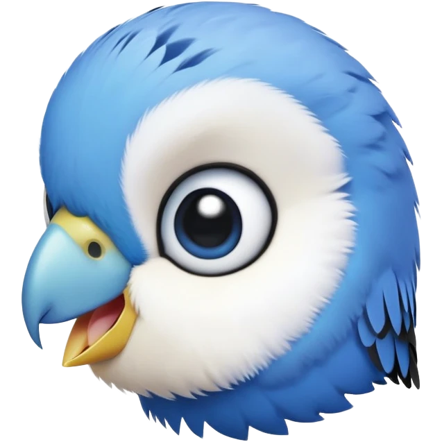 cinematic-cute-blue-budgie-portrait-emoji,-head-tilted-playfully-and-inquisitively,-featuring-a-brilliant-blue-feathered-fur-and white and black face-with-a-natural-sheen,-round,-sparkling-dark-eyes-filled-with-curiosity,-simplified-yet-irresistibly-adorable emoji