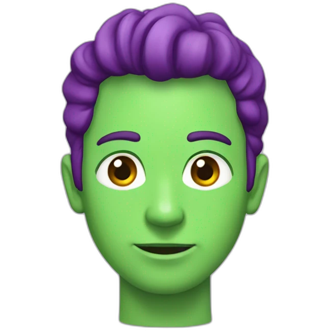 Marciano con cuernos de color verde y morado emoji