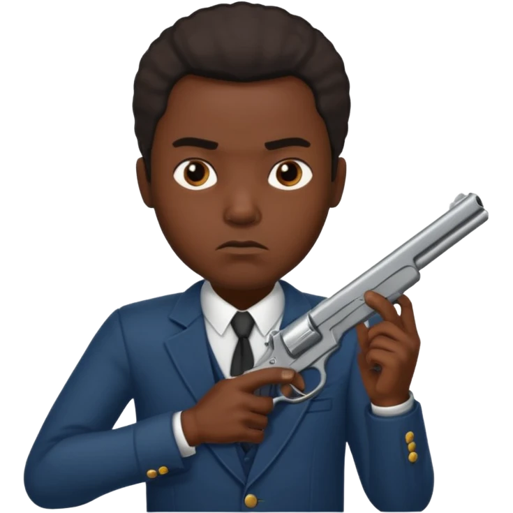 Black guy in a Shystie holding a gun emoji