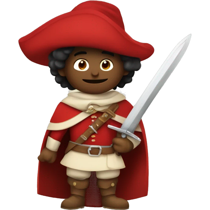 canela musketeer with red shoulder medieval cape and sword emoji