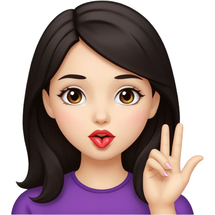 Beautiful girl with dark hair blowing a kiss  emoji