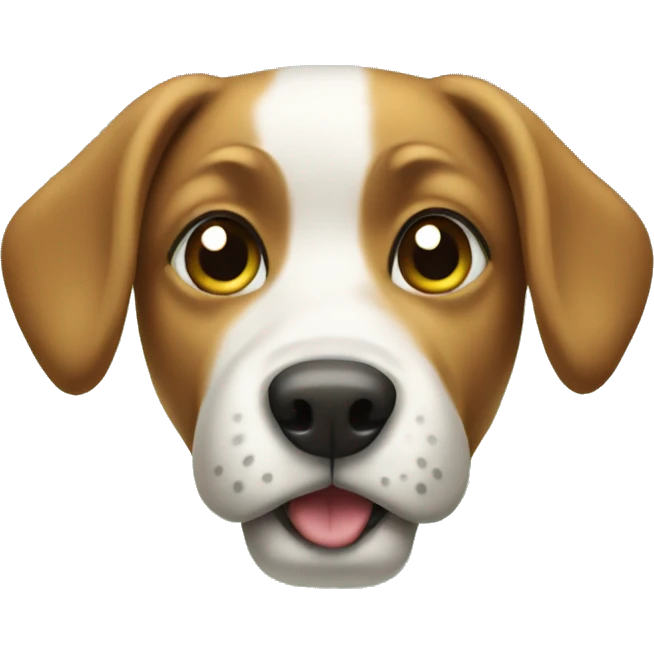 Dog wearing green emoji