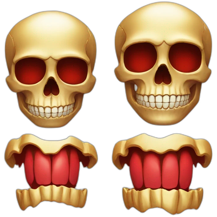 Skull red gold teeth emoji