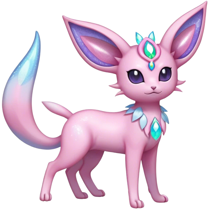 Shiny Cool Sparkly Cute Ethereal Espeon-Sylveon-Fakemon-hybrid-fusion- full body emoji