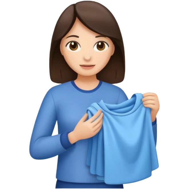 brunette woman holding laundry emoji
