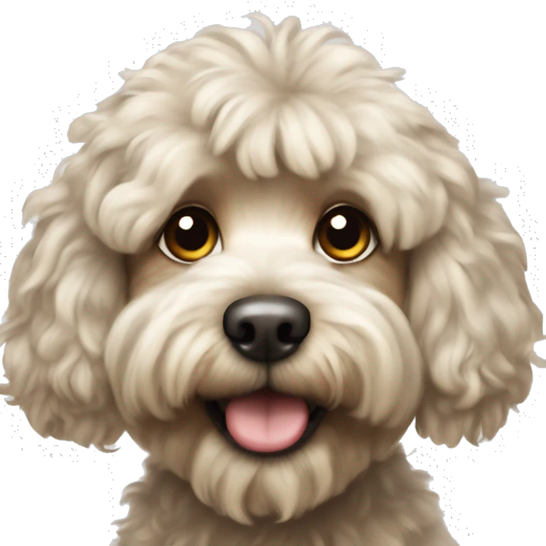 a fluffy cockapoo dog with light blown hair  emoji