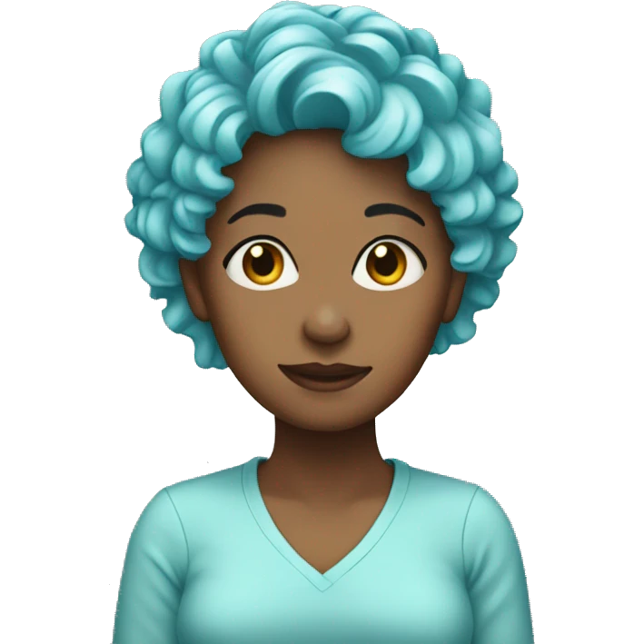 woman-cyan-ruffled hair emoji